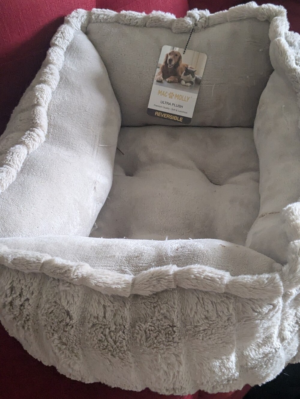 Reversible Ultra Plush Pet Bed - Light Gray